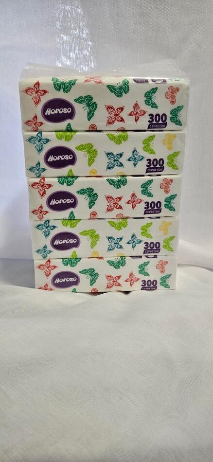 HOROSO Салфетки бумажные "Бабочки" п/е 20*20 300шт*30