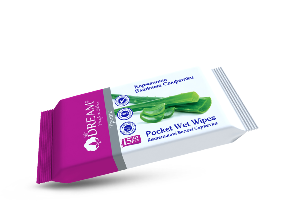 Влажные салфетки карманные "Aloe Vera" ТМ "Air Dream" 15шт * 150