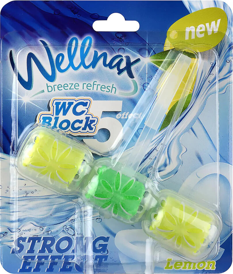 Туалетный блок для унитаза Wellnax Лимон BLK-908, 57 гр. *24 (084)
