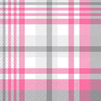Салфетки 33х33 \"Стильная Шотландка розовая\" МАРГО * 15