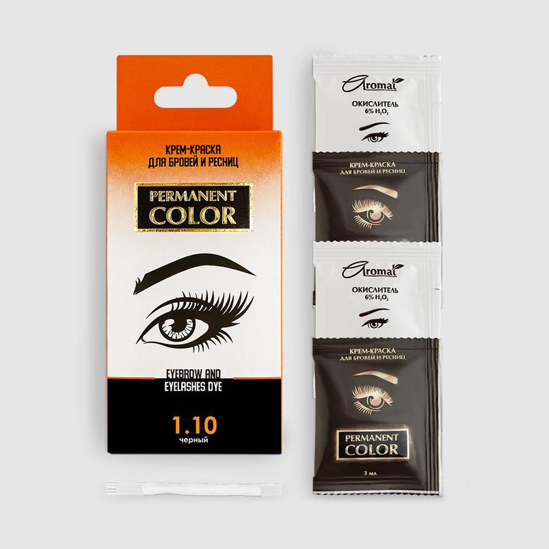 Крем-фарба для брів з окисником "Permanent color", тон "Чорний" №1.10*25