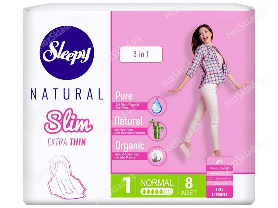 SLEEPY Прокладки ультратонкие Natural extra thin Lady pad Normal 8шт*24