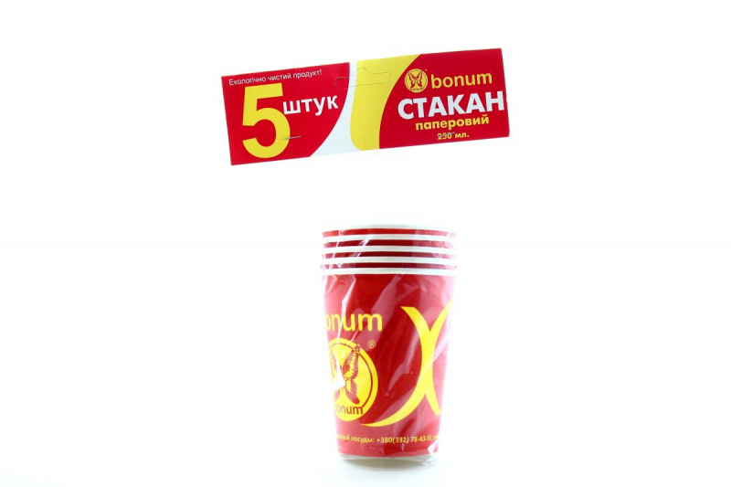 BONUM Стакан бумажный 250мл 5шт