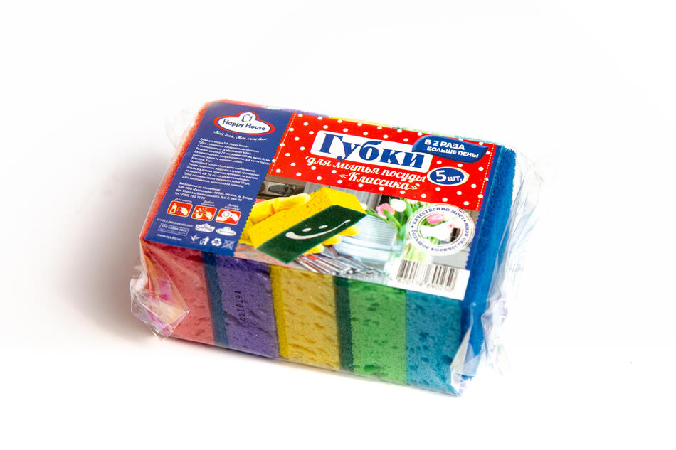 HAPPY HOUSE Губки для миття посуду "MAX" 5шт*50