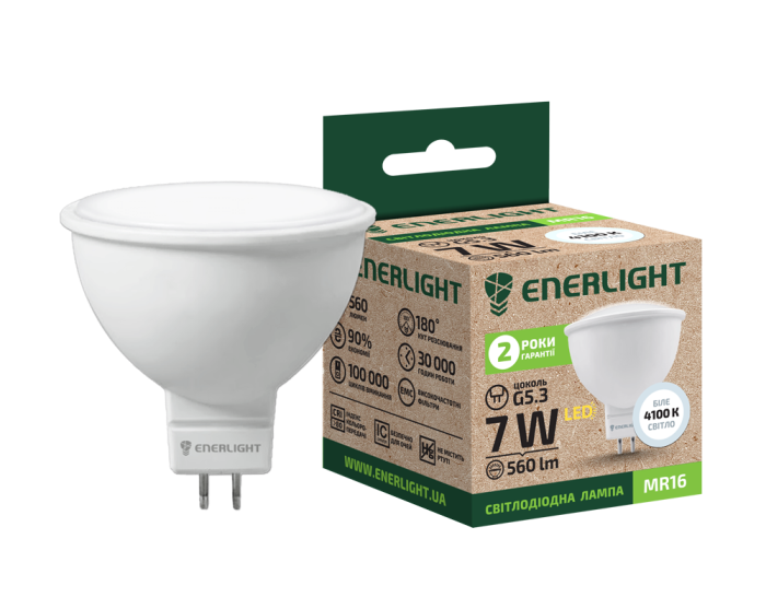 Лампа светодиодная ENERLIGHT MR16 7Вт 4100К G5.3 * 1/10/100 * (464)
