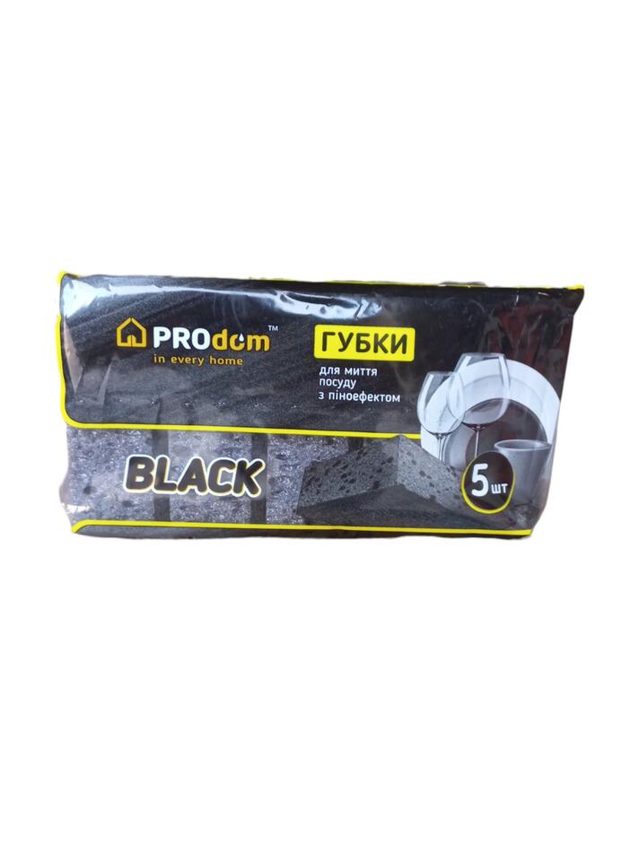 ТМ ПРОДОМ Губка кухонна 5шт чорна *80 ТМ ПРОДОМ Губка кухонна 5шт чорна *80