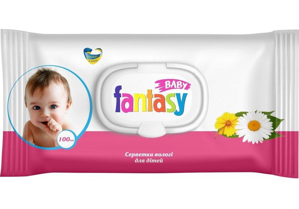 FANTASY BABY Салфетки влажные детские с экстрактом ромашки, календулы и Д-пантенолом 100 шт *9