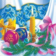 Салфетки 33х33 "Новогодняя свеча" 18шт МАРГО*15