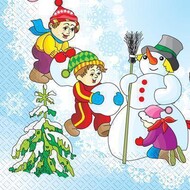 Салфетки 33х33 "Снеговик" 18шт МАРГО*15